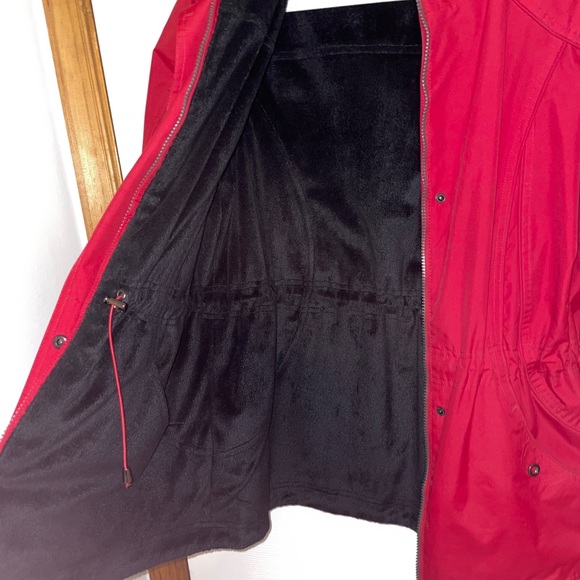 jcpenney Jackets & Coats Jcpenney Red Rain Jacket With Black Fur